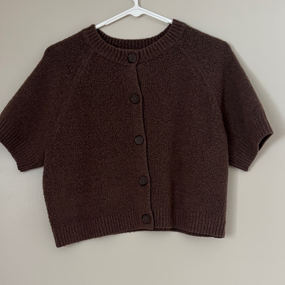 Universal Thread Dark Brown Short Sleeve Cardigan